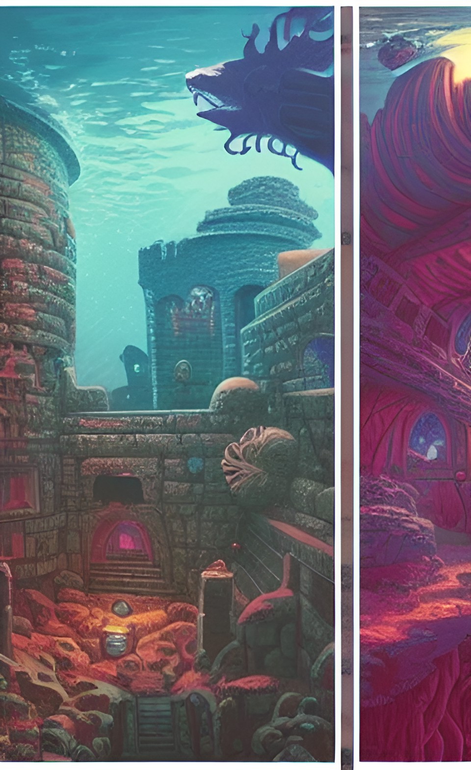 castle ruins under the sea,sea life,under the sea, preview