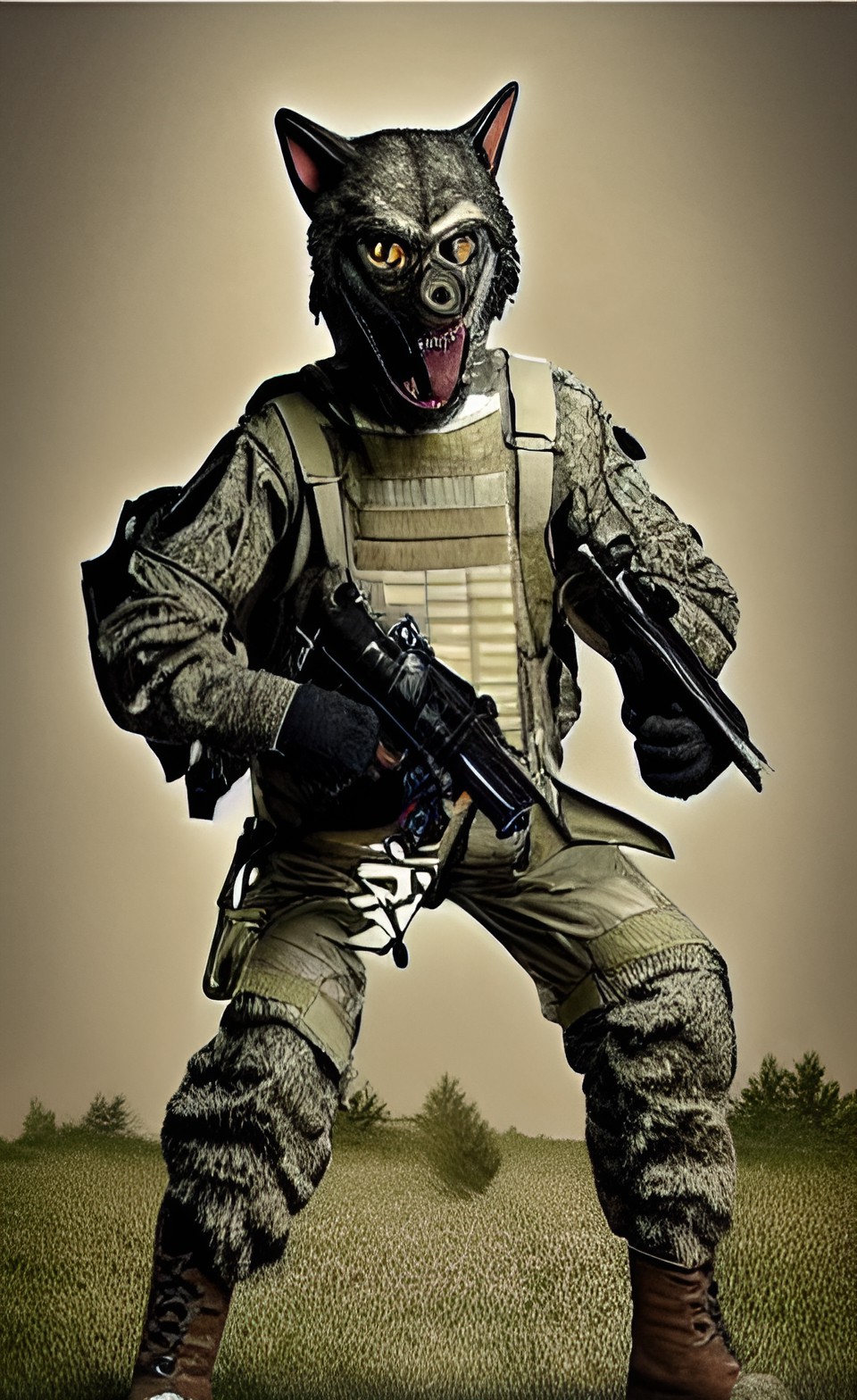 werewolf in military tactical gear preview