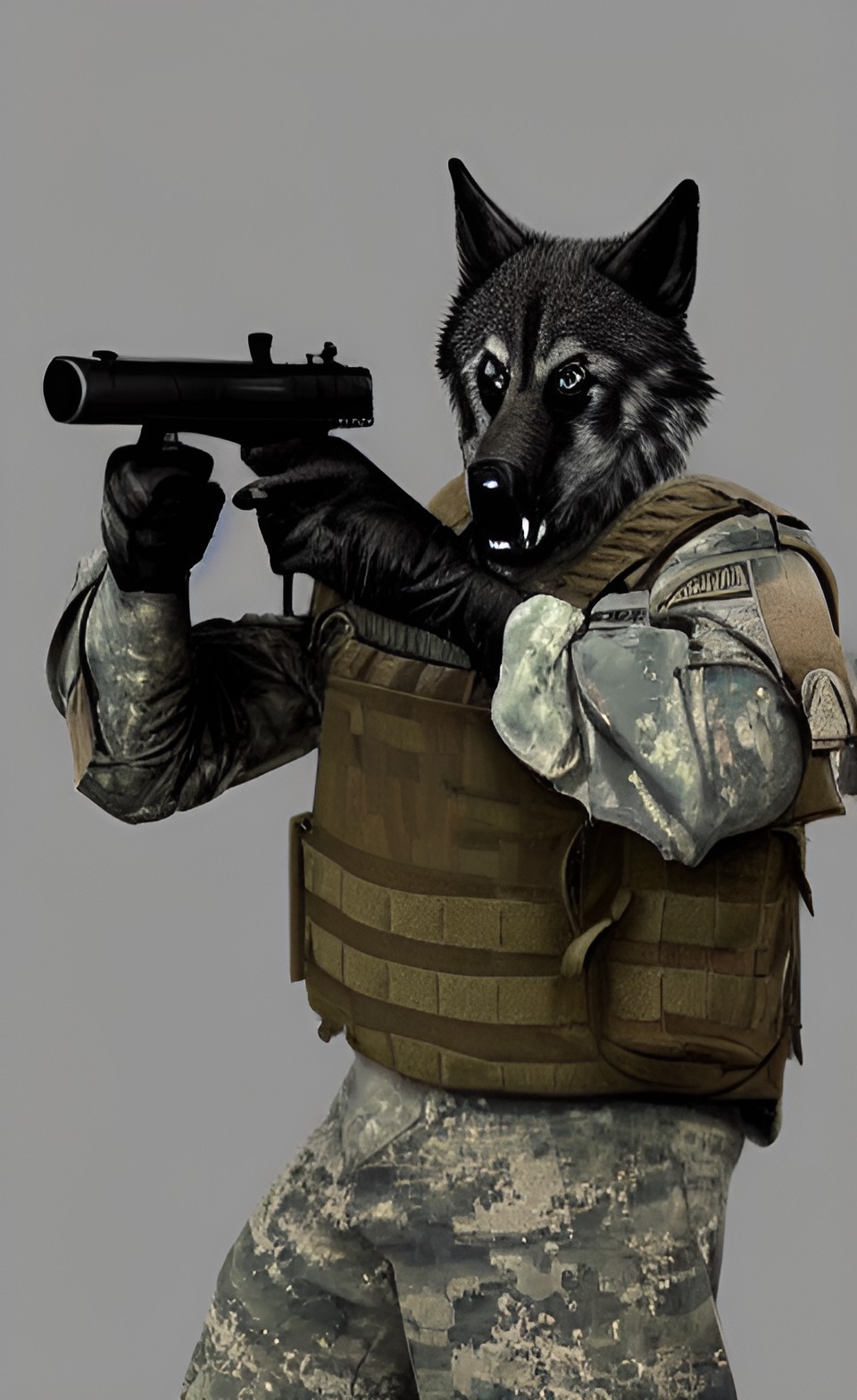 werewolf in military tactical gear preview