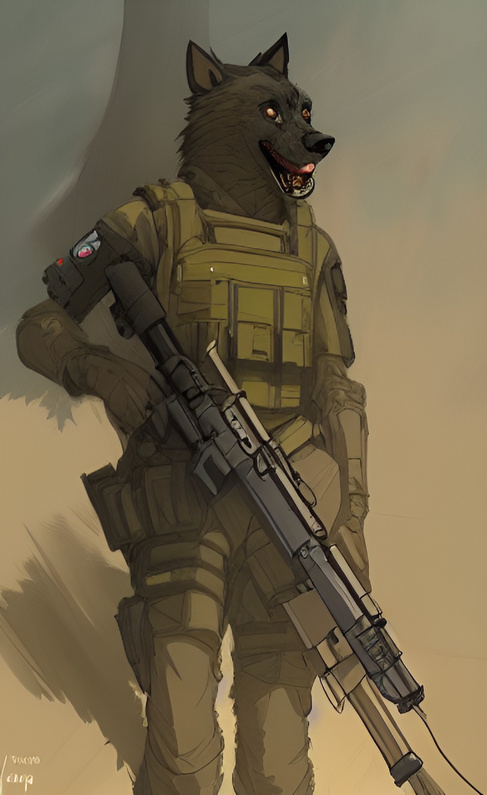 werewolf in military tactical gear preview