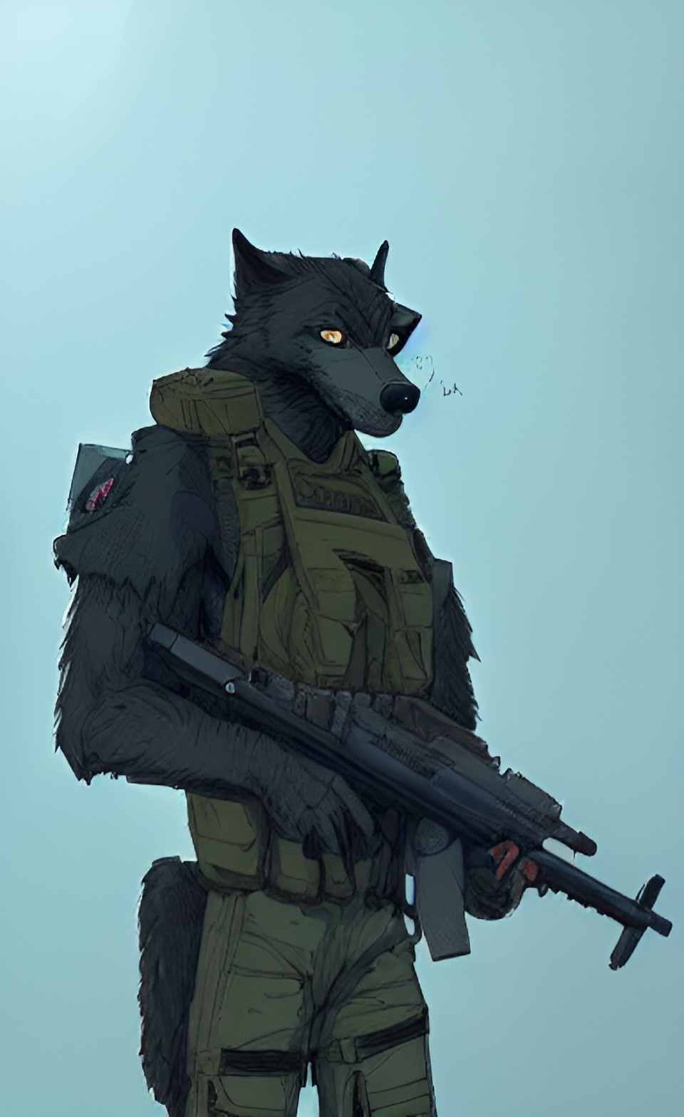 werewolf in military tactical gear preview