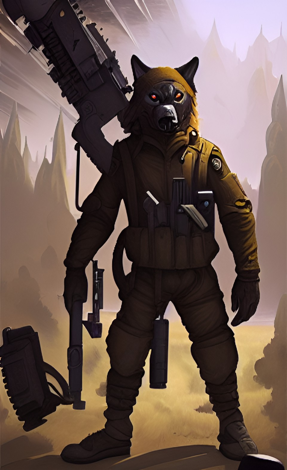 werewolf in military tactical gear preview