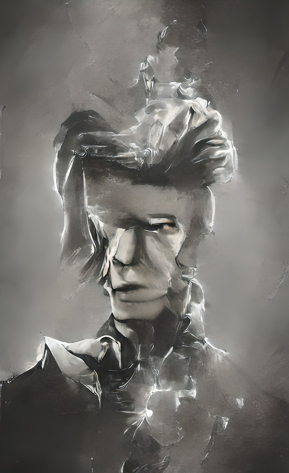 Bowie - portrait of david bowie on a black background | black and white hd preview