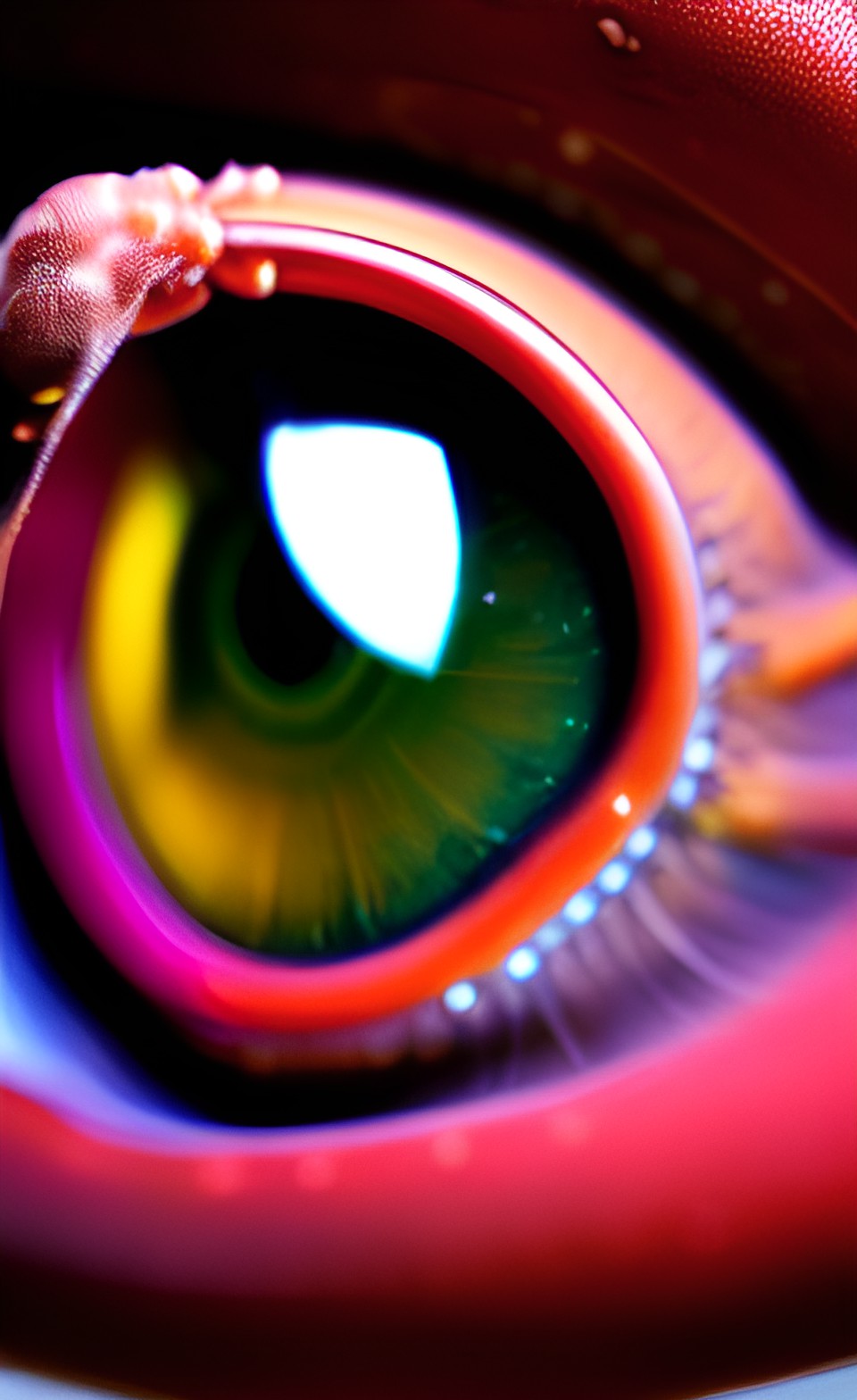 close up of squinting squid eye reflecting danger preview