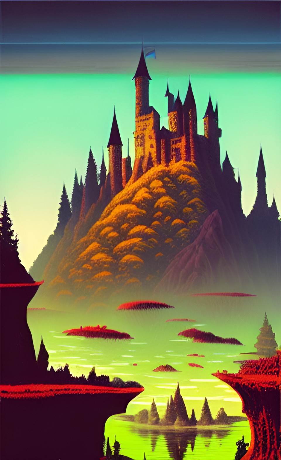 ink nature landscape with a castle preview