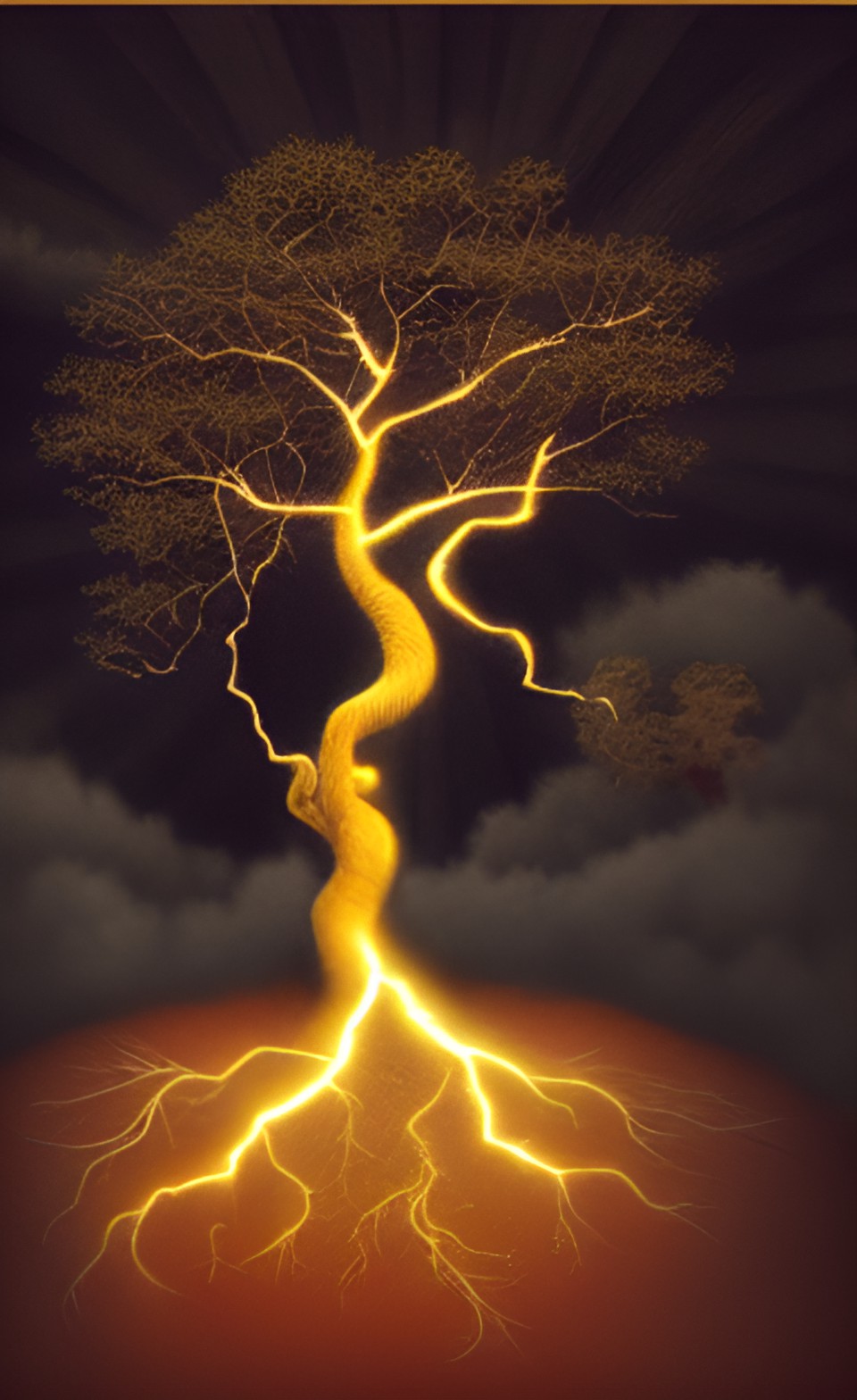 the treasure shone with a nimbus with magical energy in the roots of an ancient tree preview