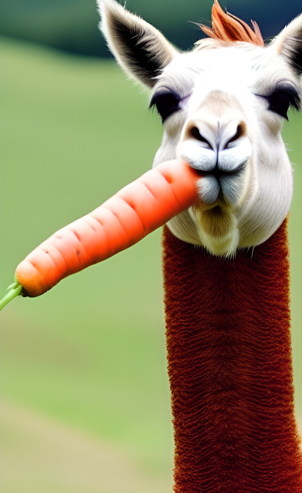 a carrot eating a llama preview