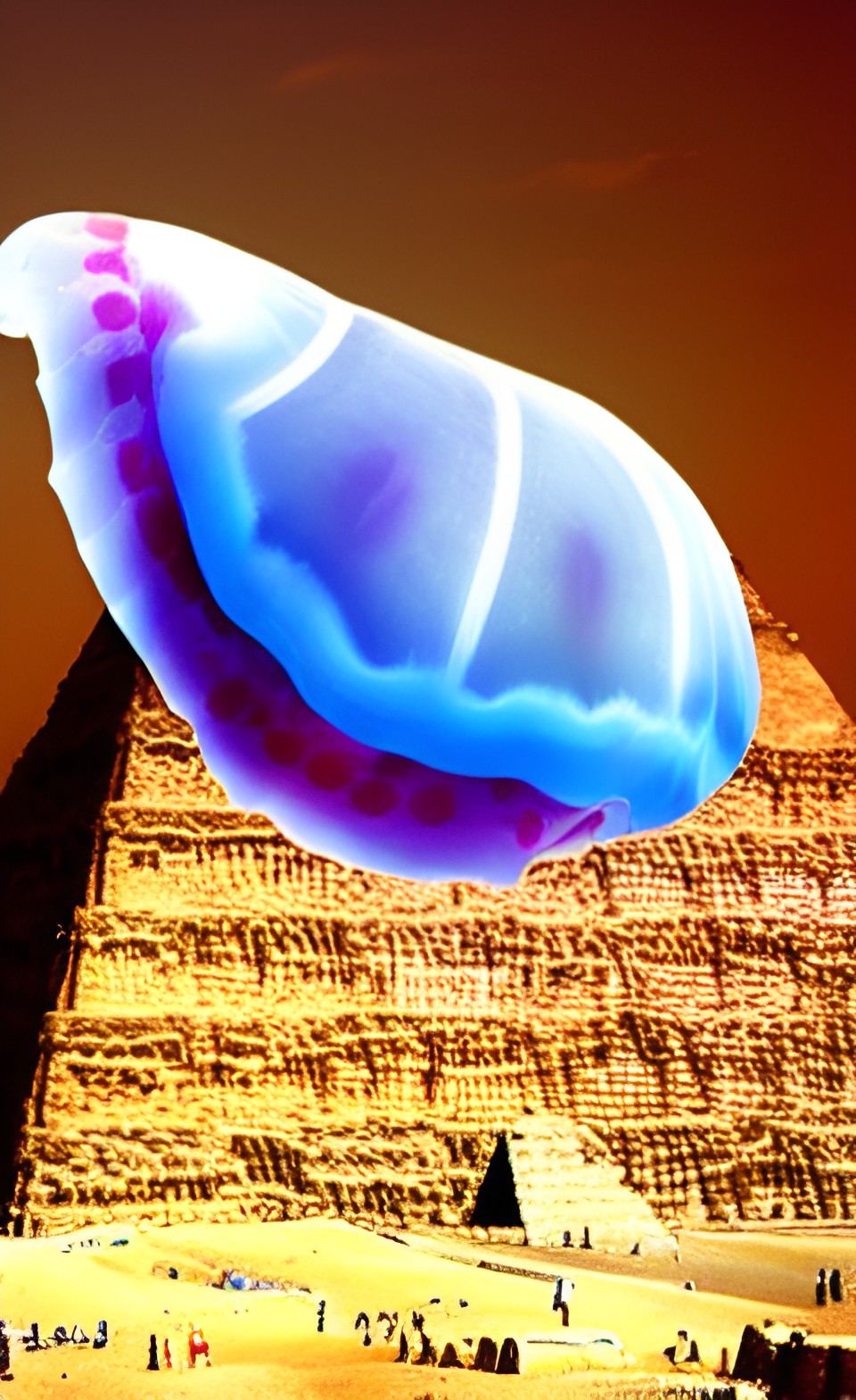 a giant jelly fish sitting on the great pyramids preview