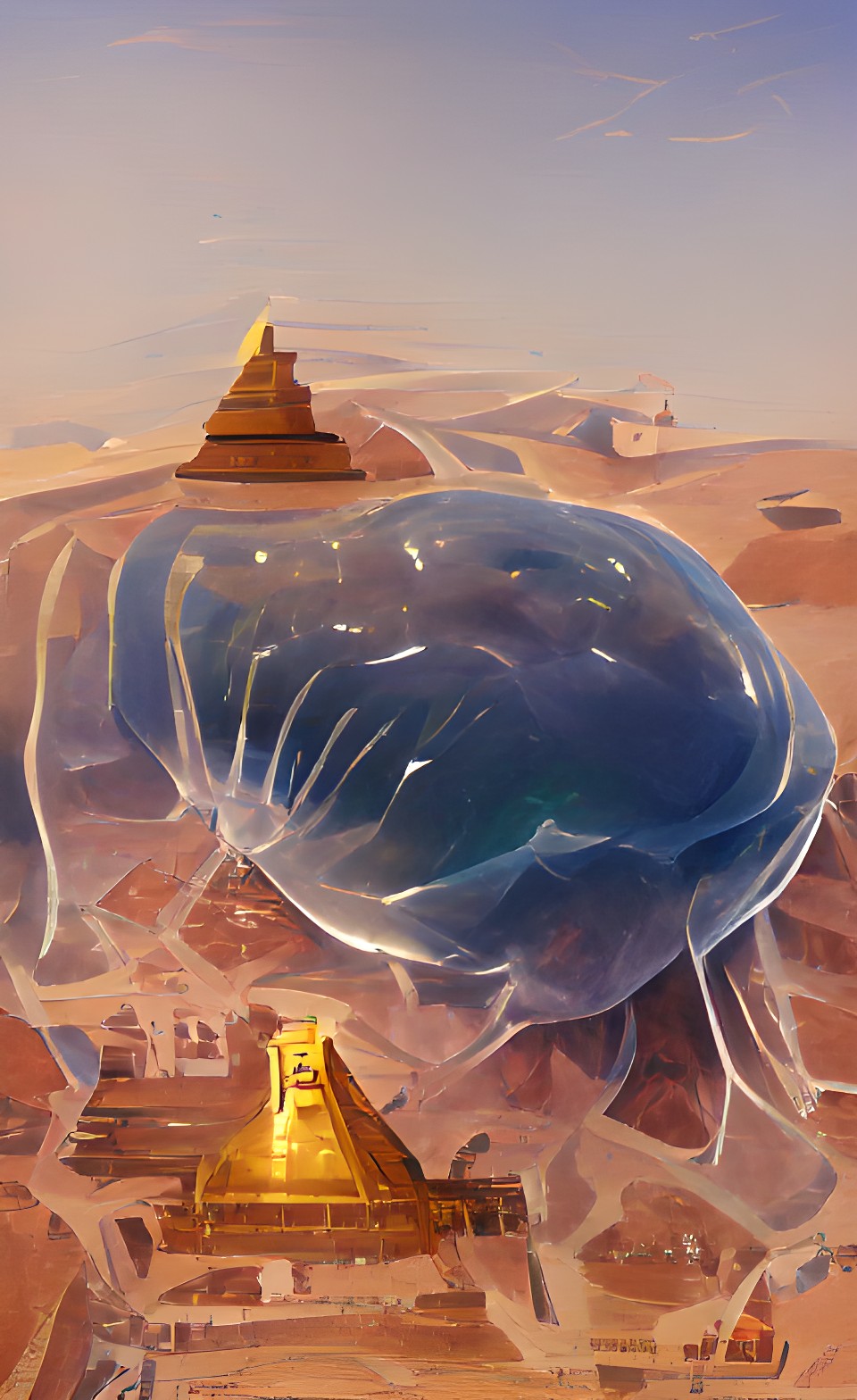 a giant jelly fish sitting on the great pyramids preview