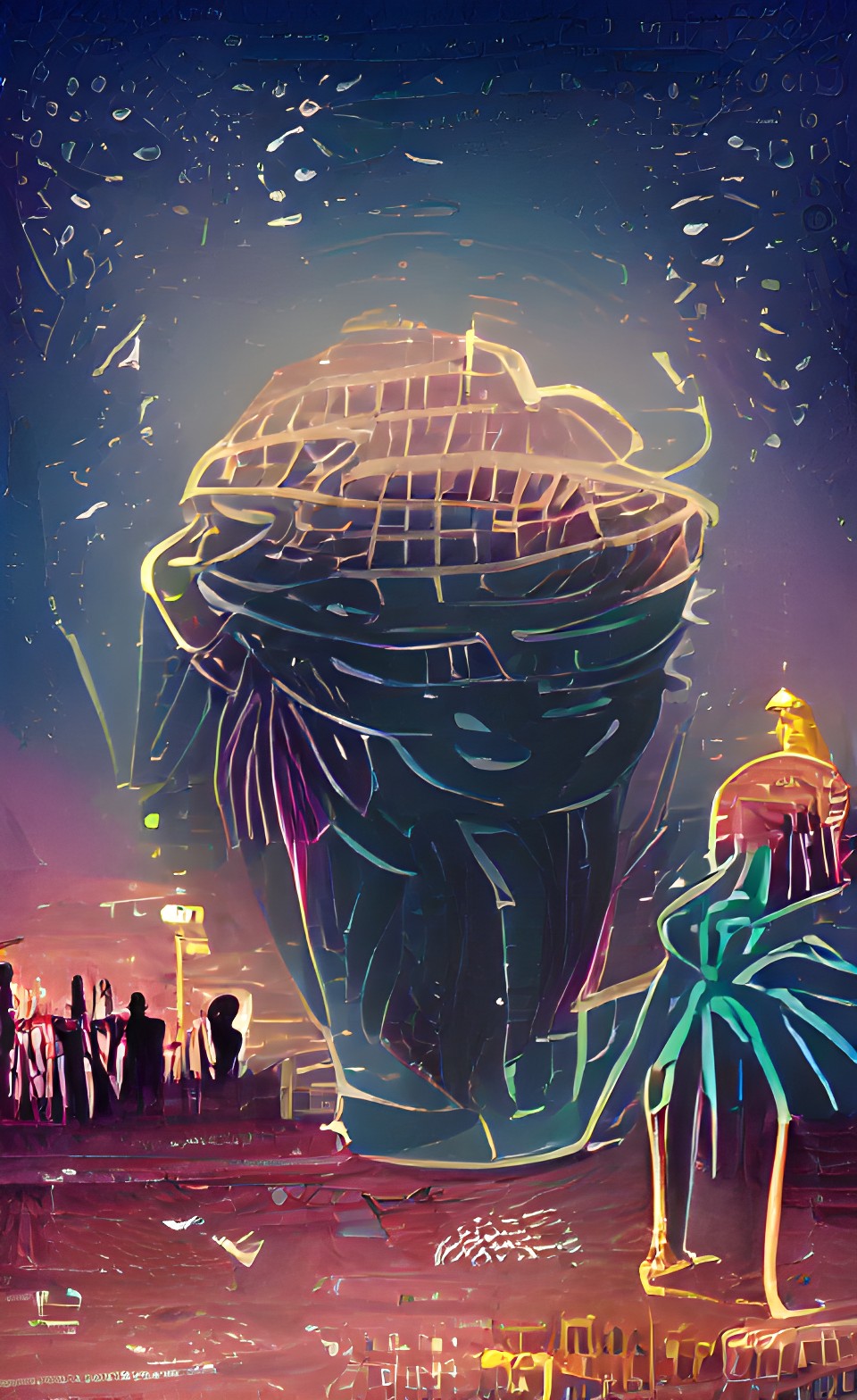 a giant jelly fish sitting on the great pyramids preview