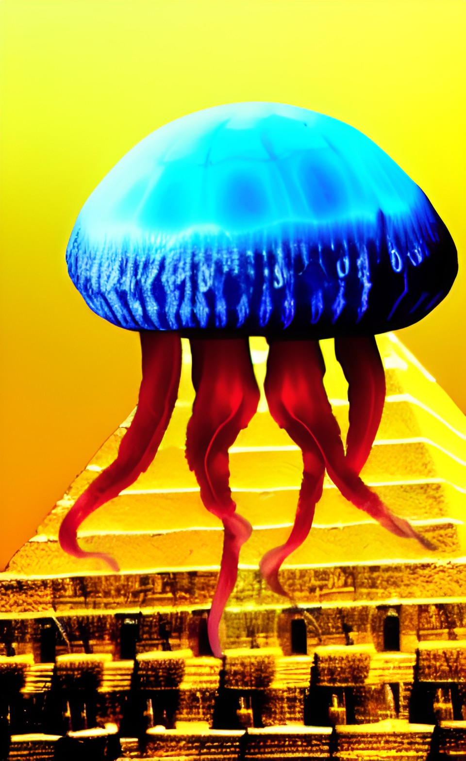 a giant jelly fish sitting on the great pyramids preview