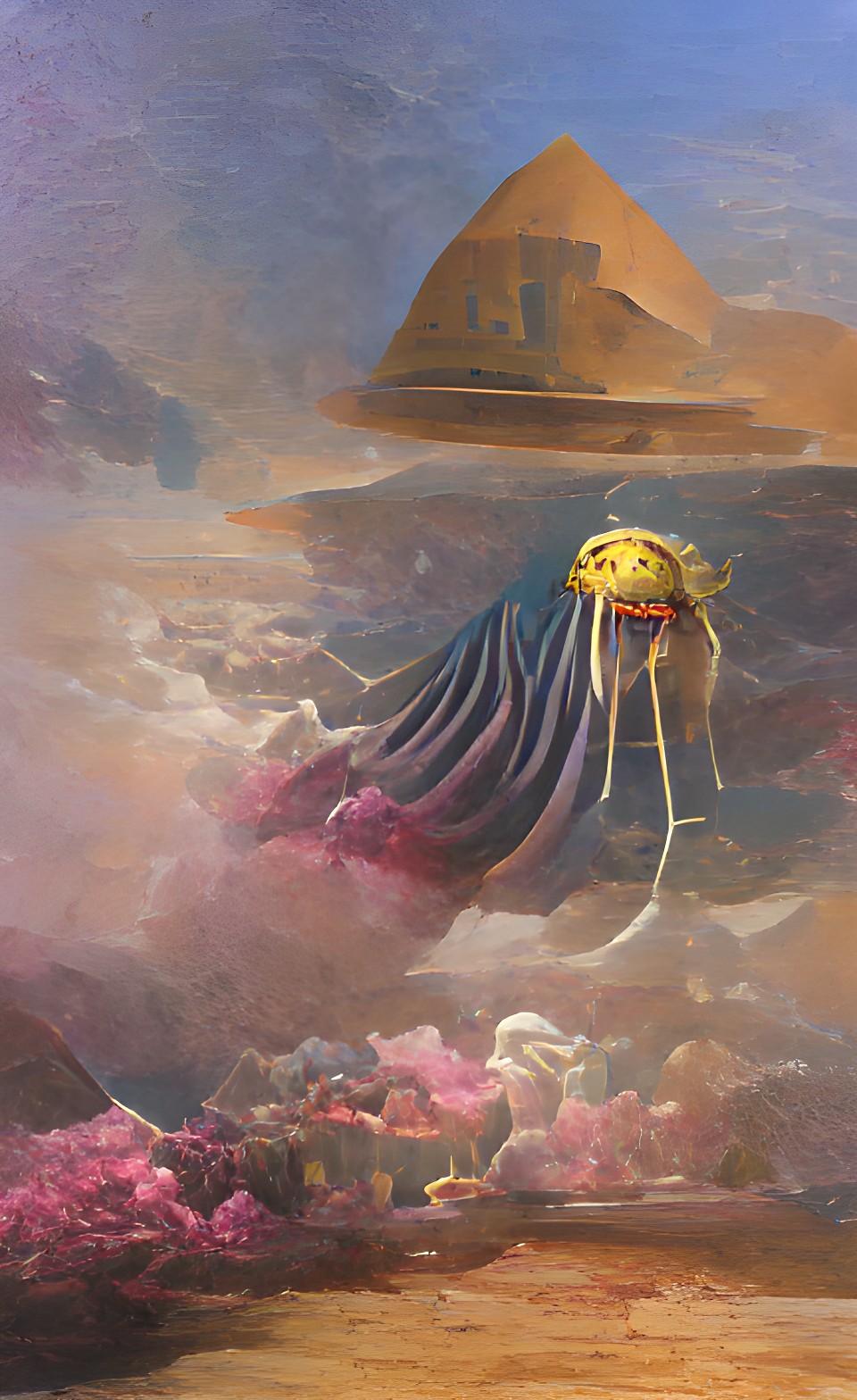 a giant jelly fish sitting on the great pyramids preview