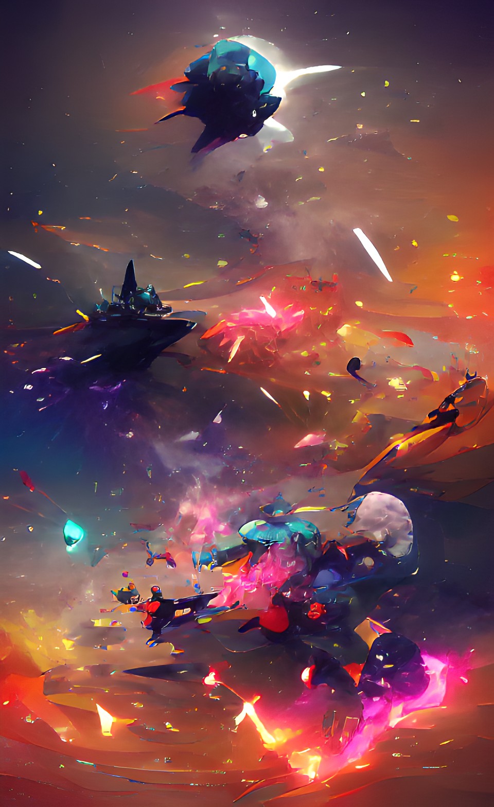 a space battle, lots of stars and nebulae preview