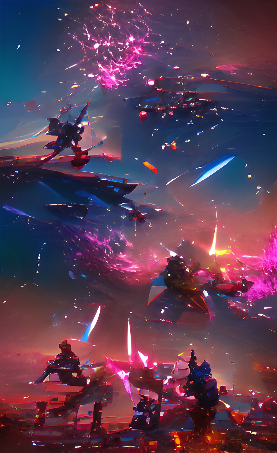 a space battle, lots of stars and nebulae preview