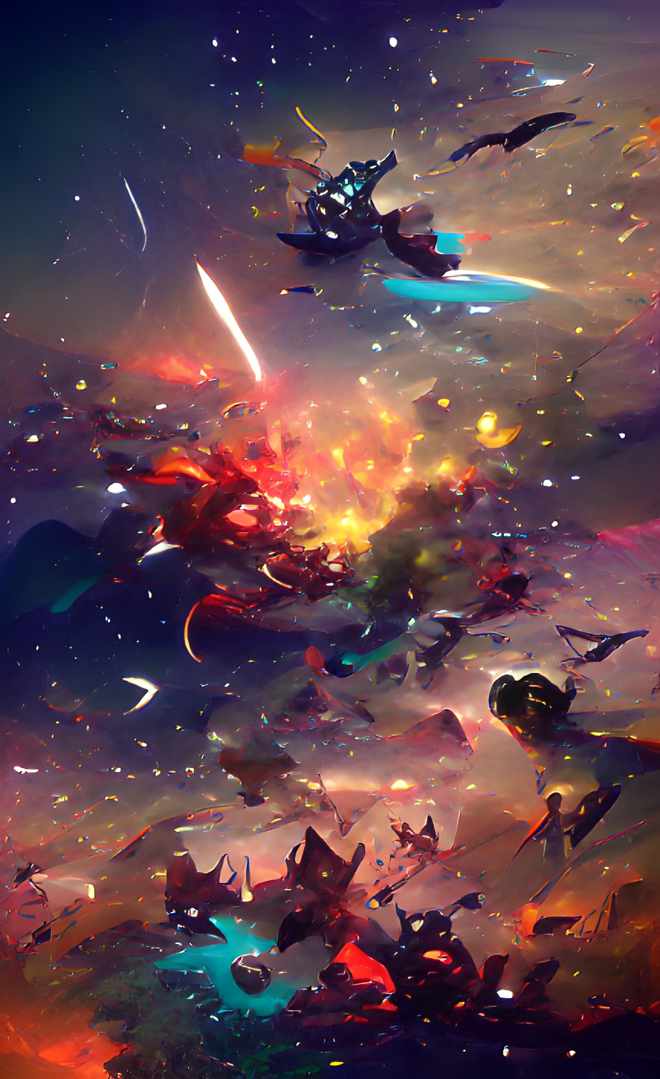 a space battle, lots of stars and nebulae preview