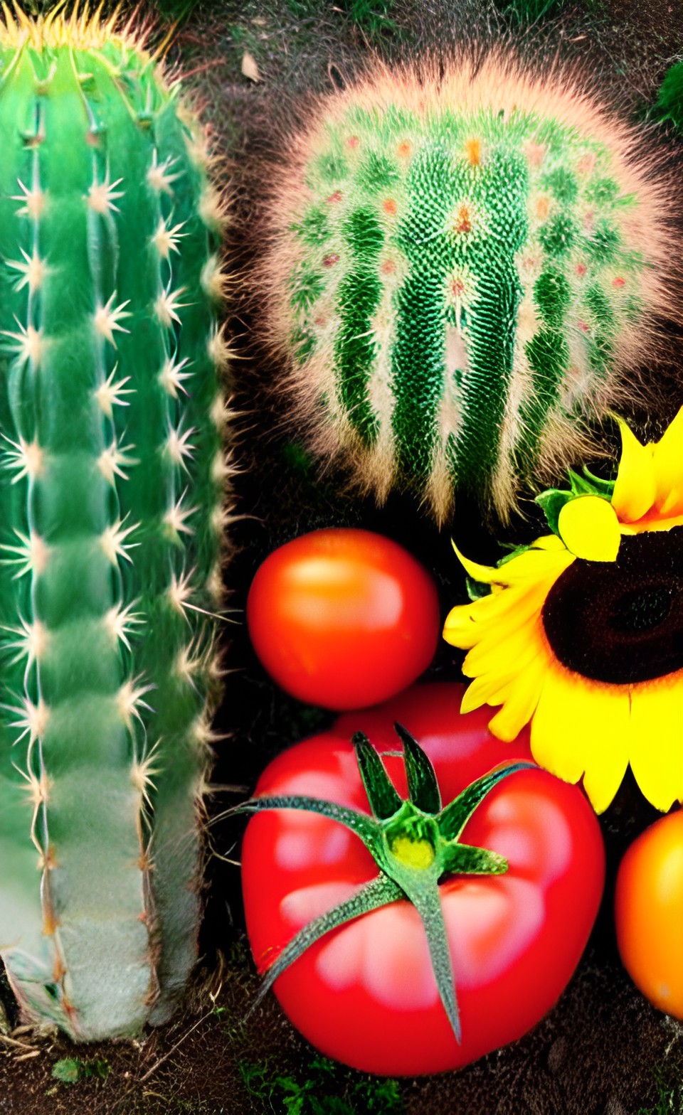 growing together: tomato, potato, sunflower, daisy, cactus, nightshade preview