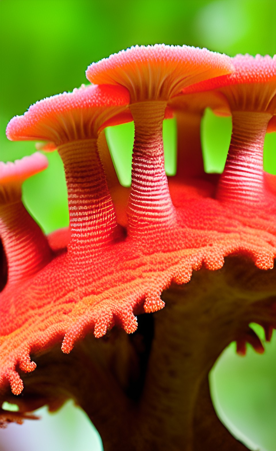 coral mushroom with ripe fruit and colorful flowers growing on it preview