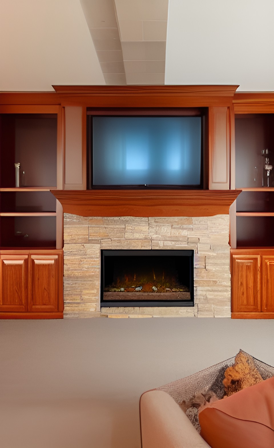 entertainment center with tv and fireplace, stylish preview