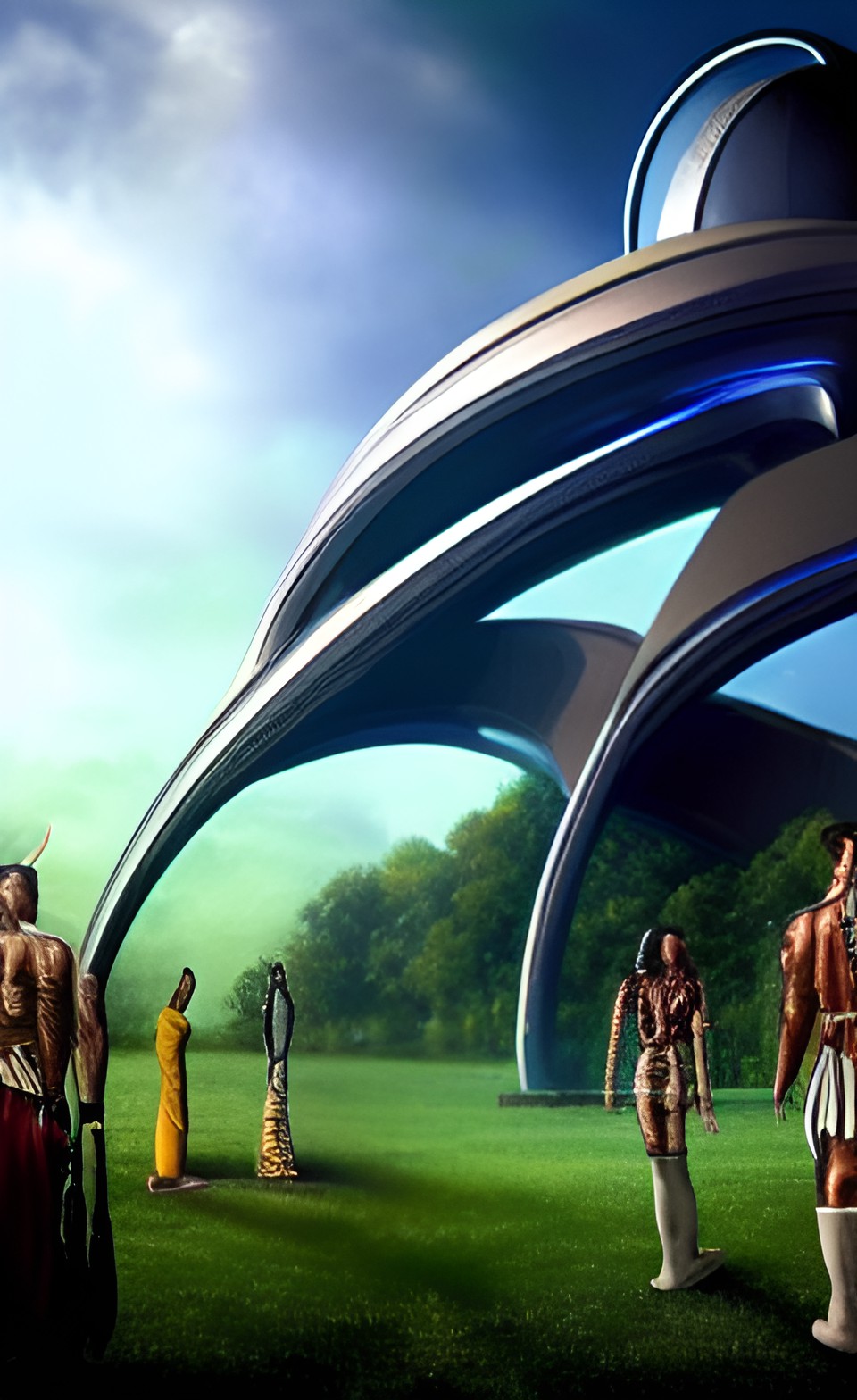 futuristic mythology, germanic, native american, english, african, african, family, village, civilization, utopian, futuristic preview