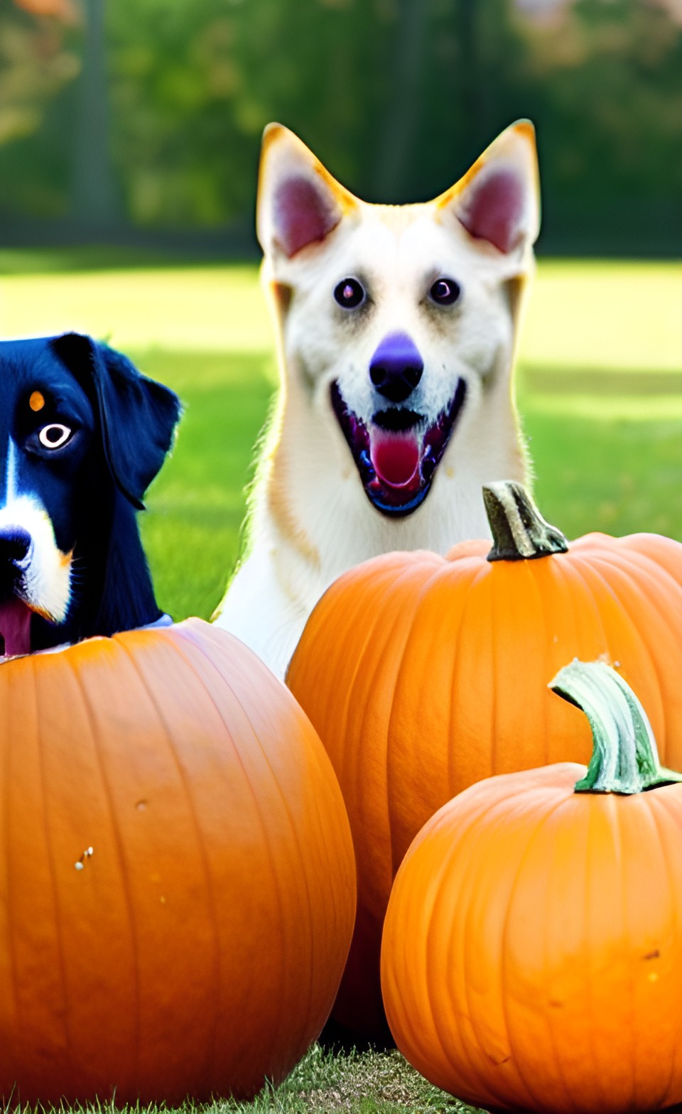 dogs eating pumpkins￼ preview