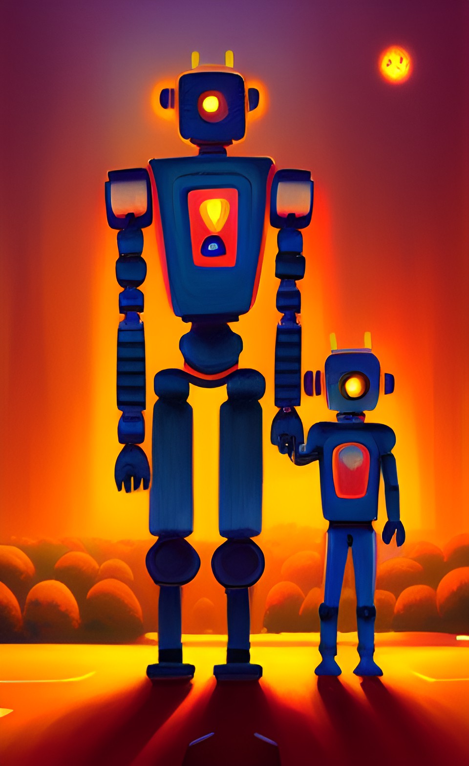 robot family portrait, autumn backdrop preview