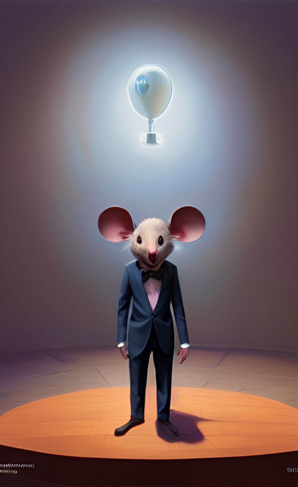 anthropomorphic mouse in a suit giving a powerpoint presentation preview