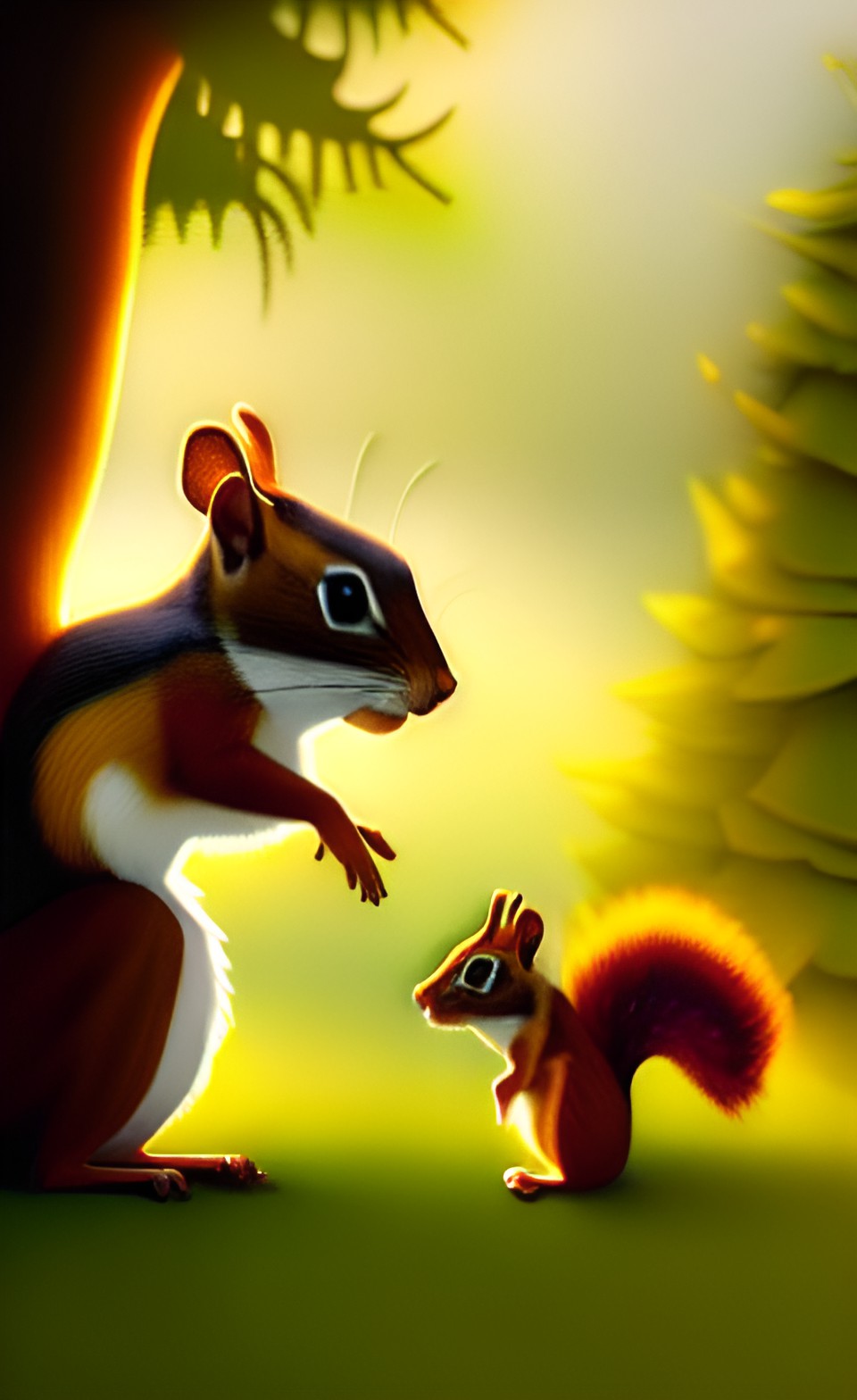 anthropomorphic squirrel walking pet chipmunk in the park preview