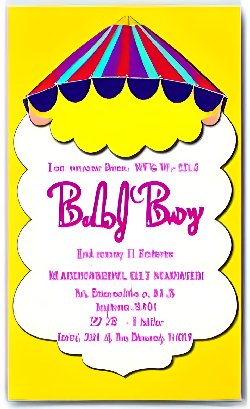 baby shower invitation, circus theme, yellow preview