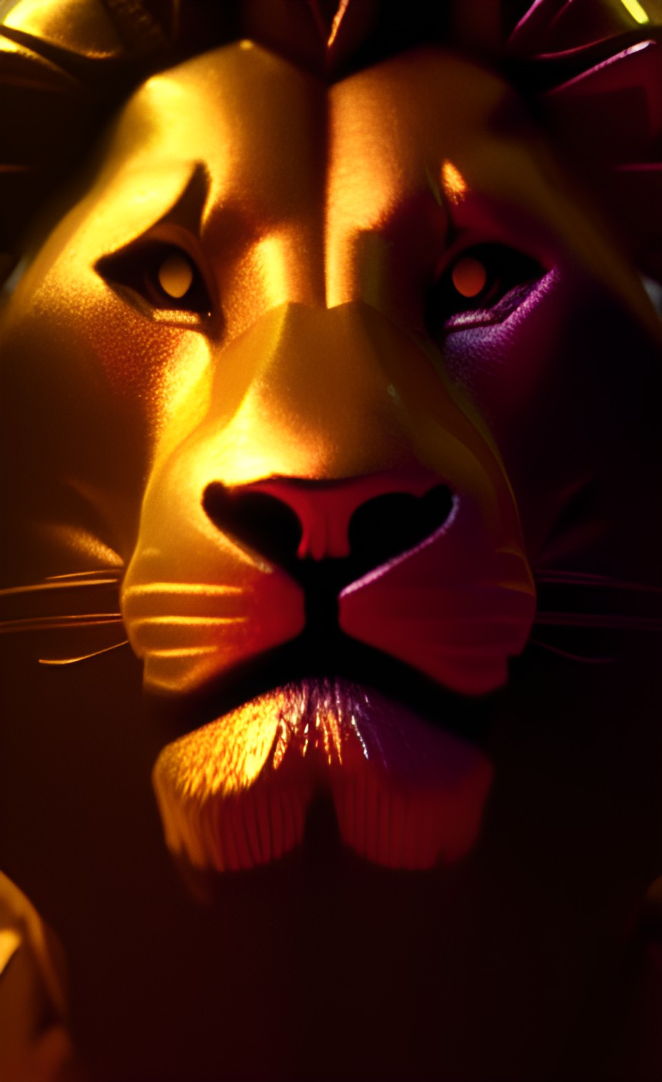 gilded lion, greg rutkowski style, deep purple hue, preview