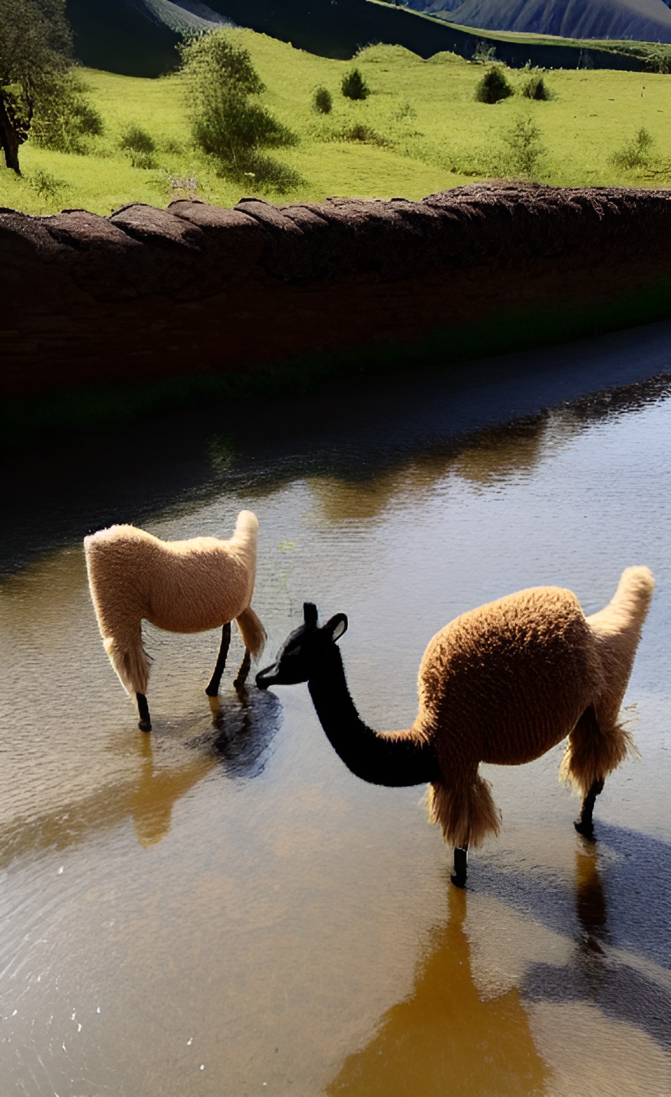 lamas pooing in the river preview