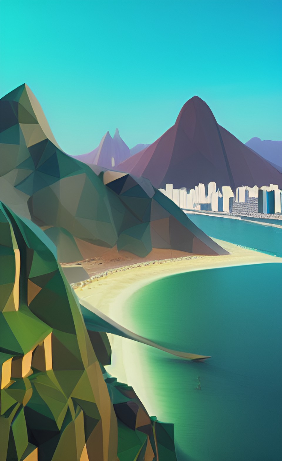 Rio - a low poly isometric render of rio de janeiro, intricate, elegant, smooth, illustration, simple, solid shapes, by magali villeneuve, jeremy lipkin, michael garmash, kentaro miura style, octane render preview