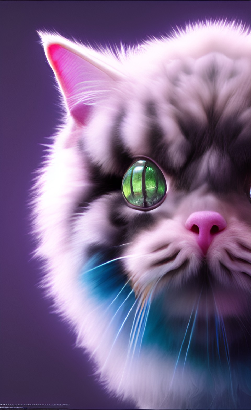 high quality 3d render hyperrealist very cute multicolor stripped fluffy! turtle cat hybrid highly detailed, vray smooth, in the style of detective pikachu, dramatic blue light, low angle, uhd 8k preview