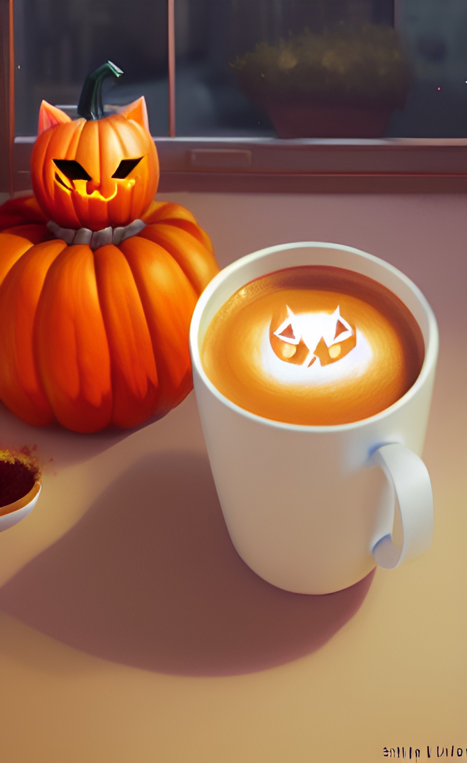 pumpkin cat and pumpkin spice latte preview