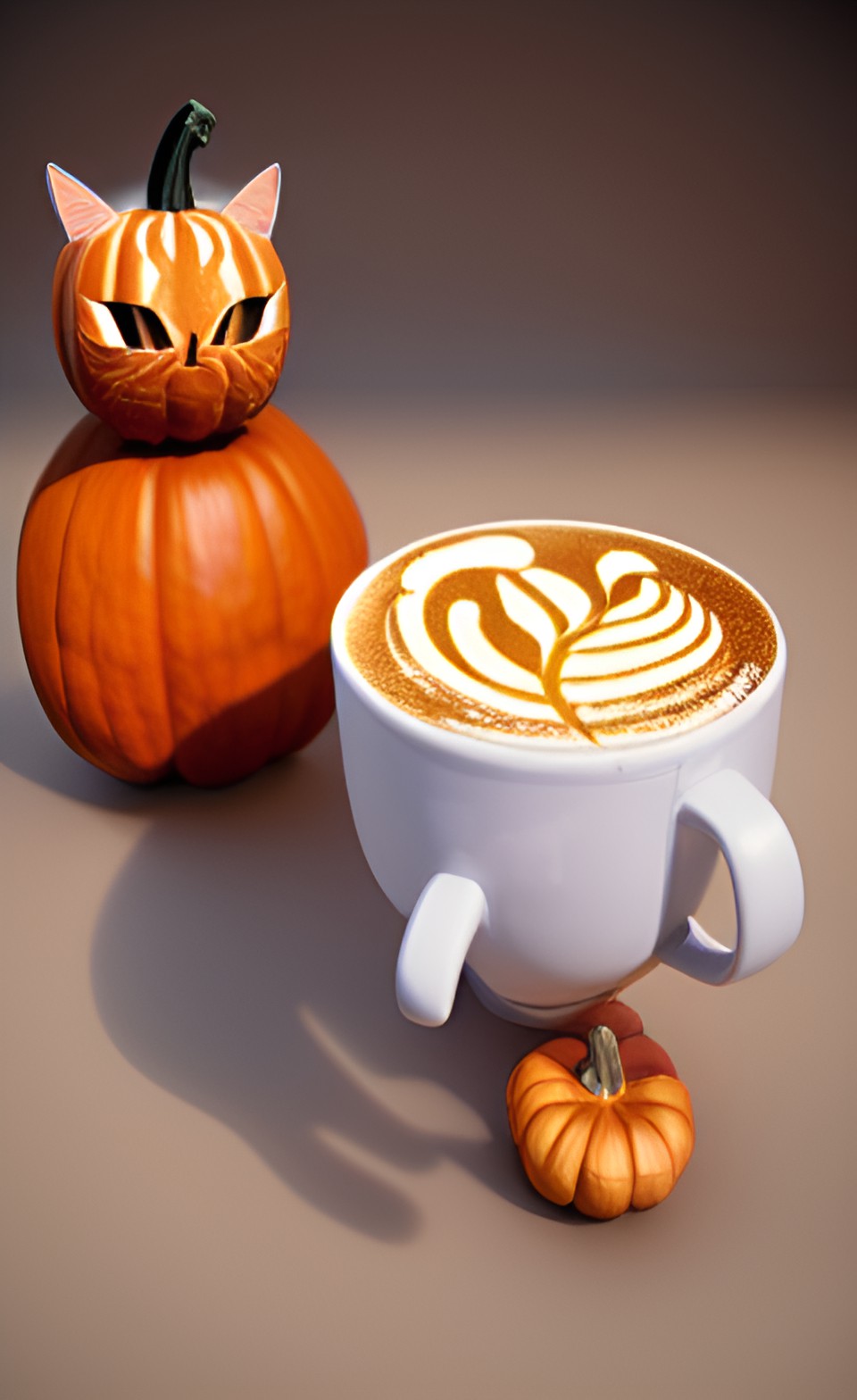 pumpkin cat and pumpkin spice latte preview