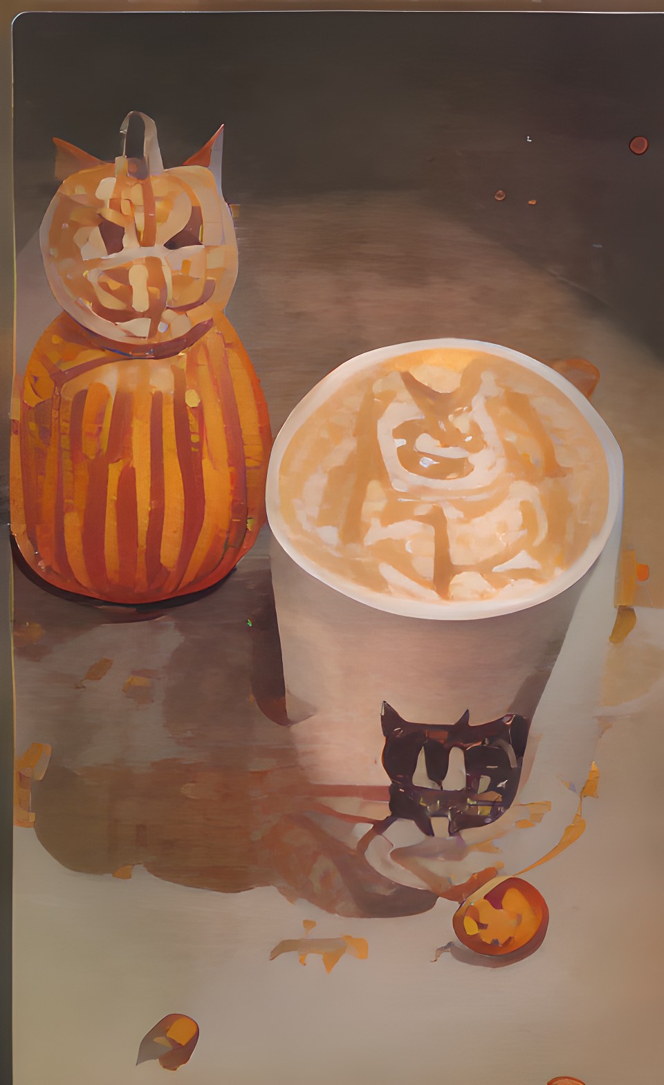 pumpkin cat and pumpkin spice latte preview