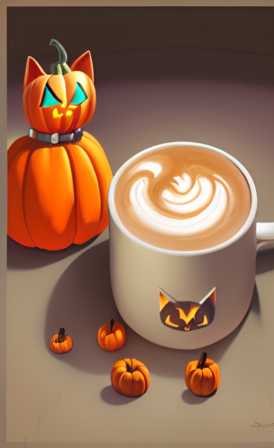 pumpkin cat and pumpkin spice latte preview