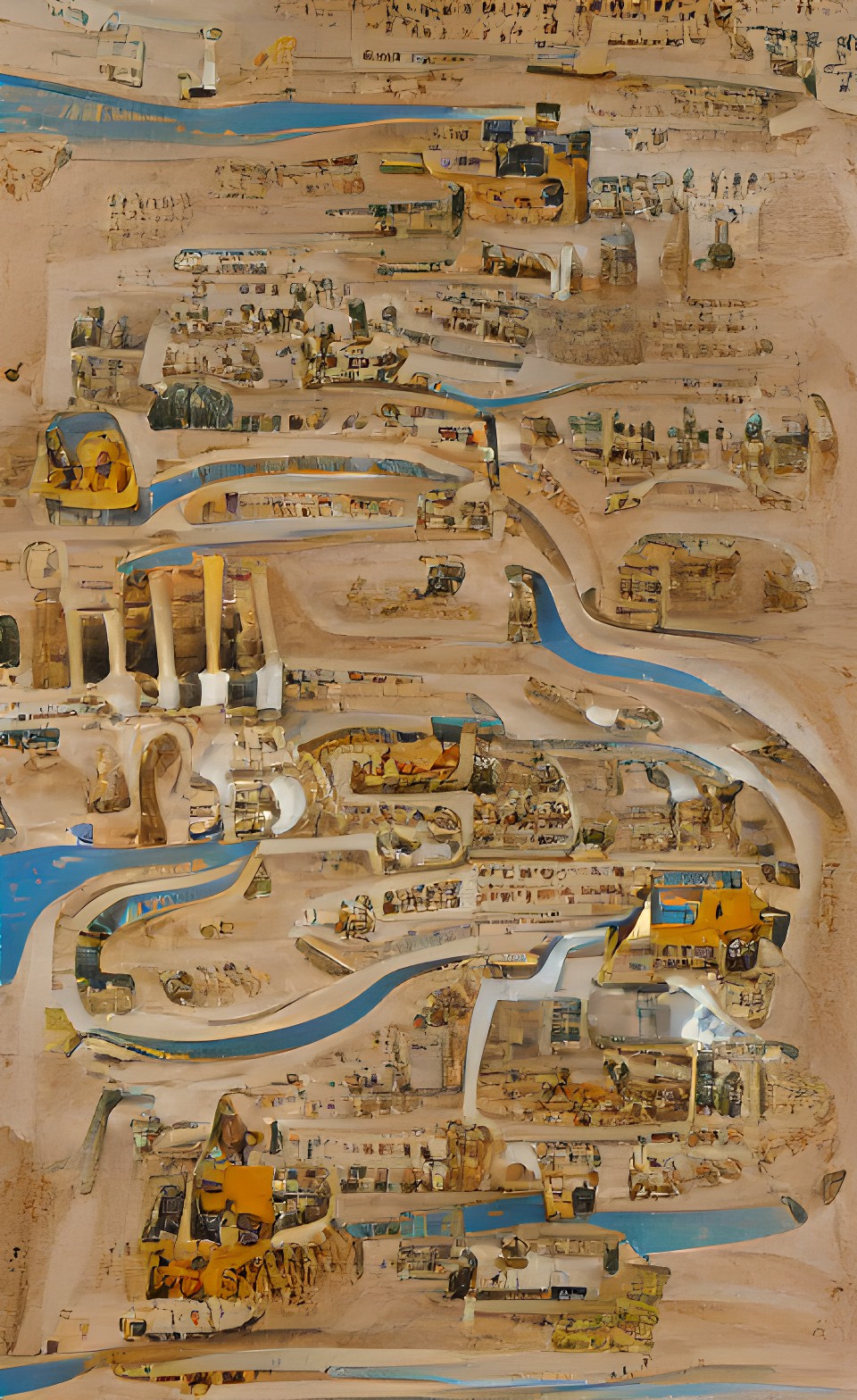 detailed map of the holy city at the hight of the golden age showing the river, the roads, the bridges, the palace and the temple and the stadiums preview