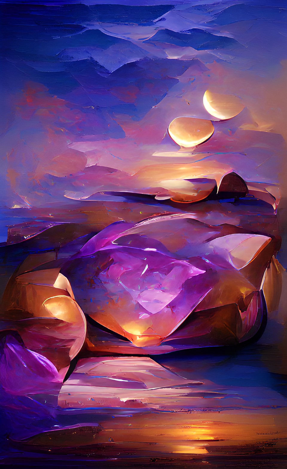 purple blue stones mysterious light dark contrast soft glow preview