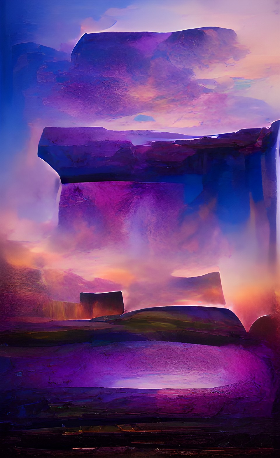 purple blue stonehenge mysterious light dark contrast soft lines gradient soft edges focal point preview