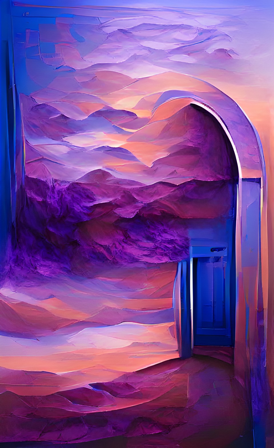 purple blue doorway  mysterious soft lines gradient soft edges focal point preview