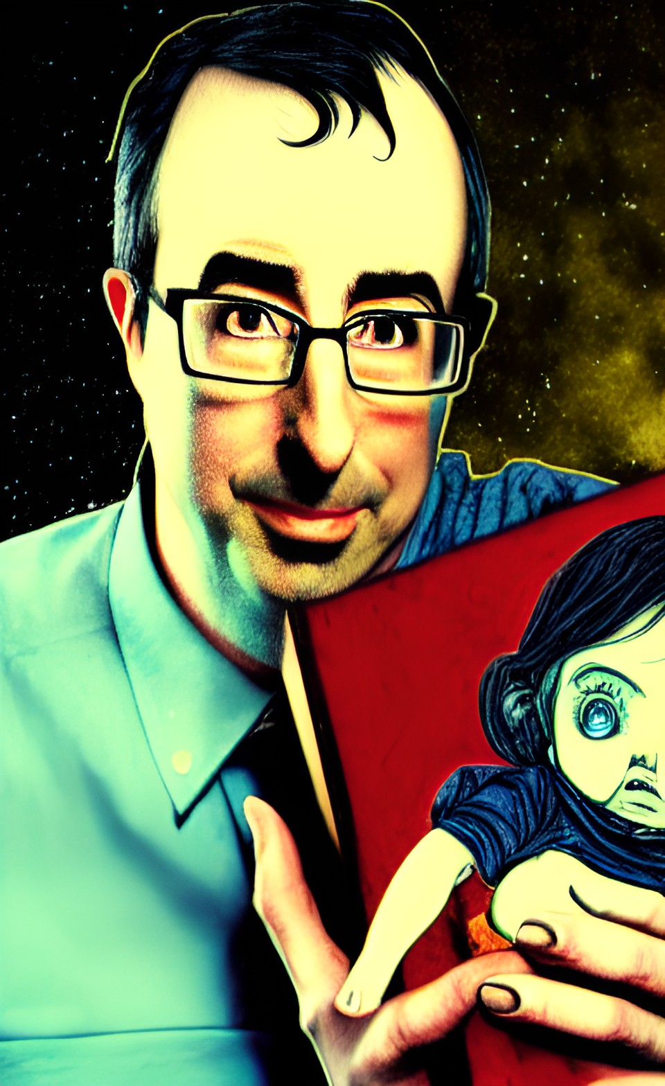 john oliver holding a creepy messy crusty possessed ocean beach babydoll preview