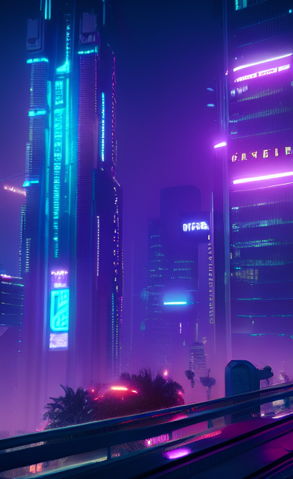 cyberpunk 2077 night city future neon city tall mega buildings preview