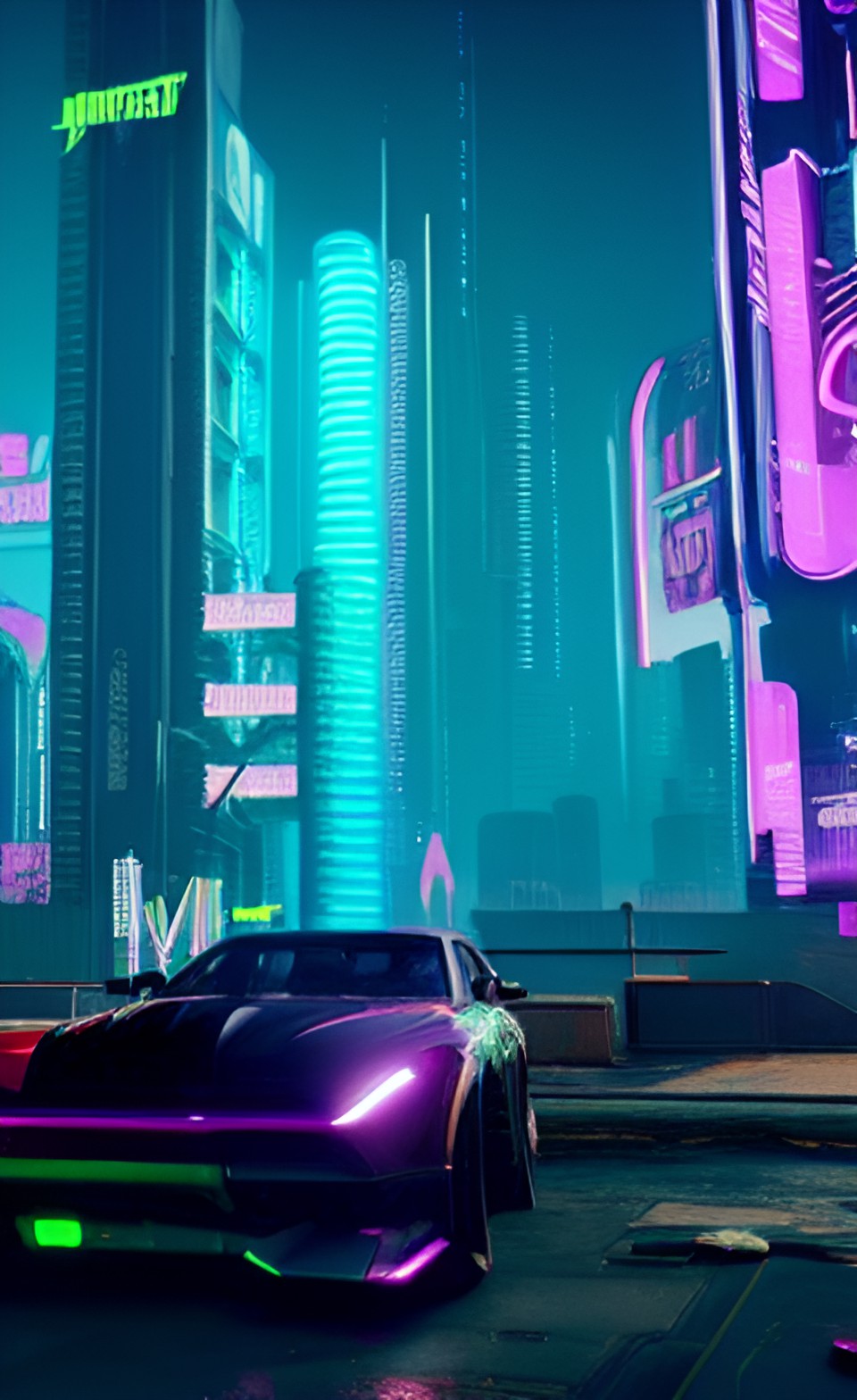 cyberpunk 2077 night city future neon city tall mega buildings preview