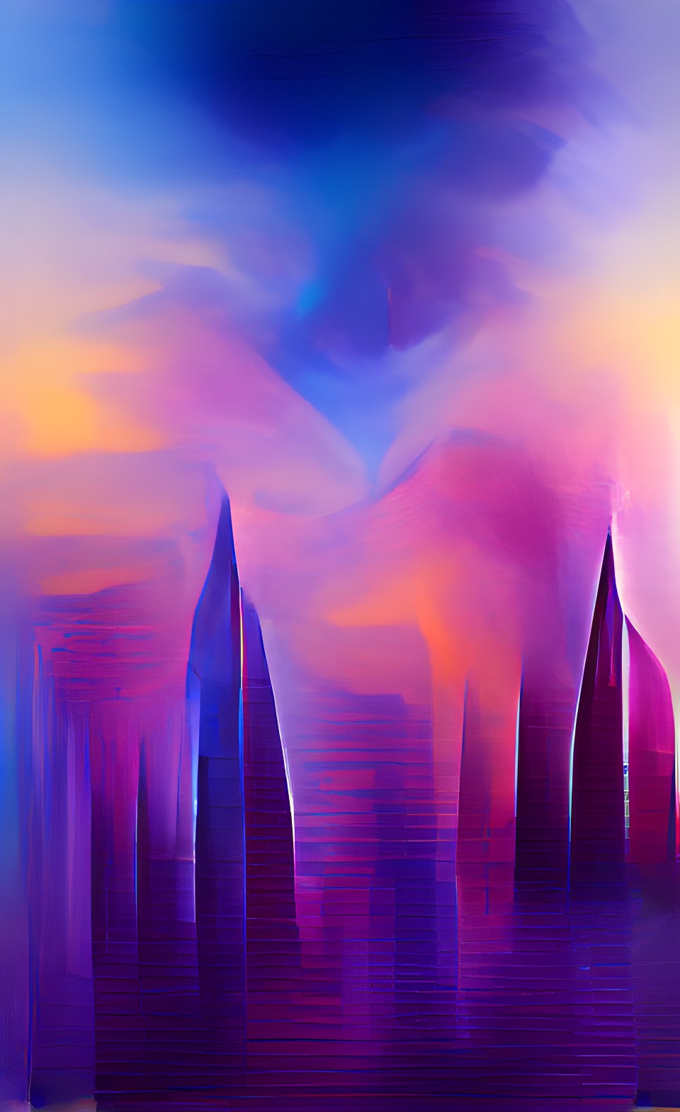 vertical shapes composition spirit guidedance purple blue smooth lines soft gradient glow preview