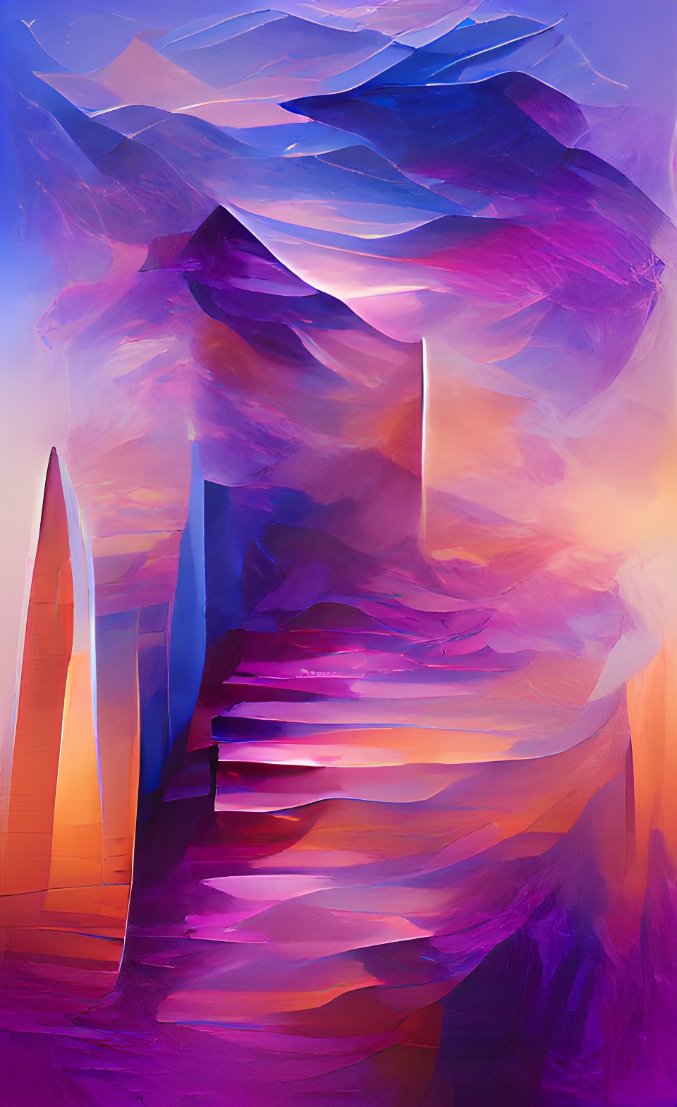 vertical shapes composition spirit guidedance purple blue smooth lines soft gradient glow preview