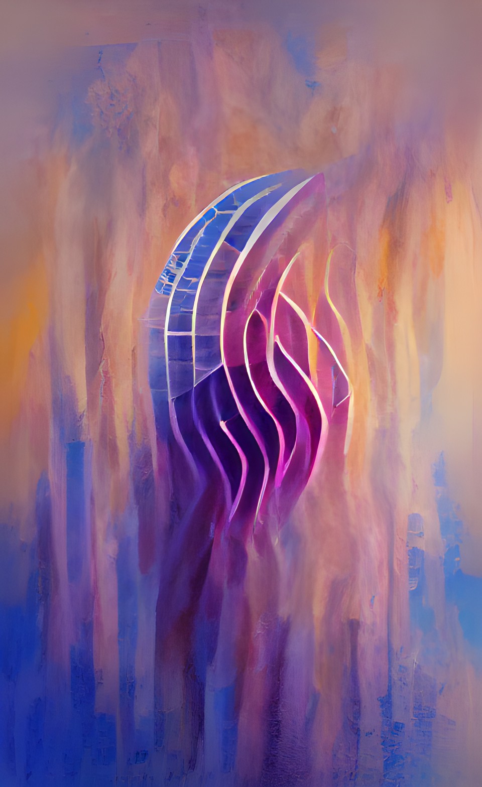 vertical round spiral shapes love coming home purple blue smooth lines soft gradient glow preview