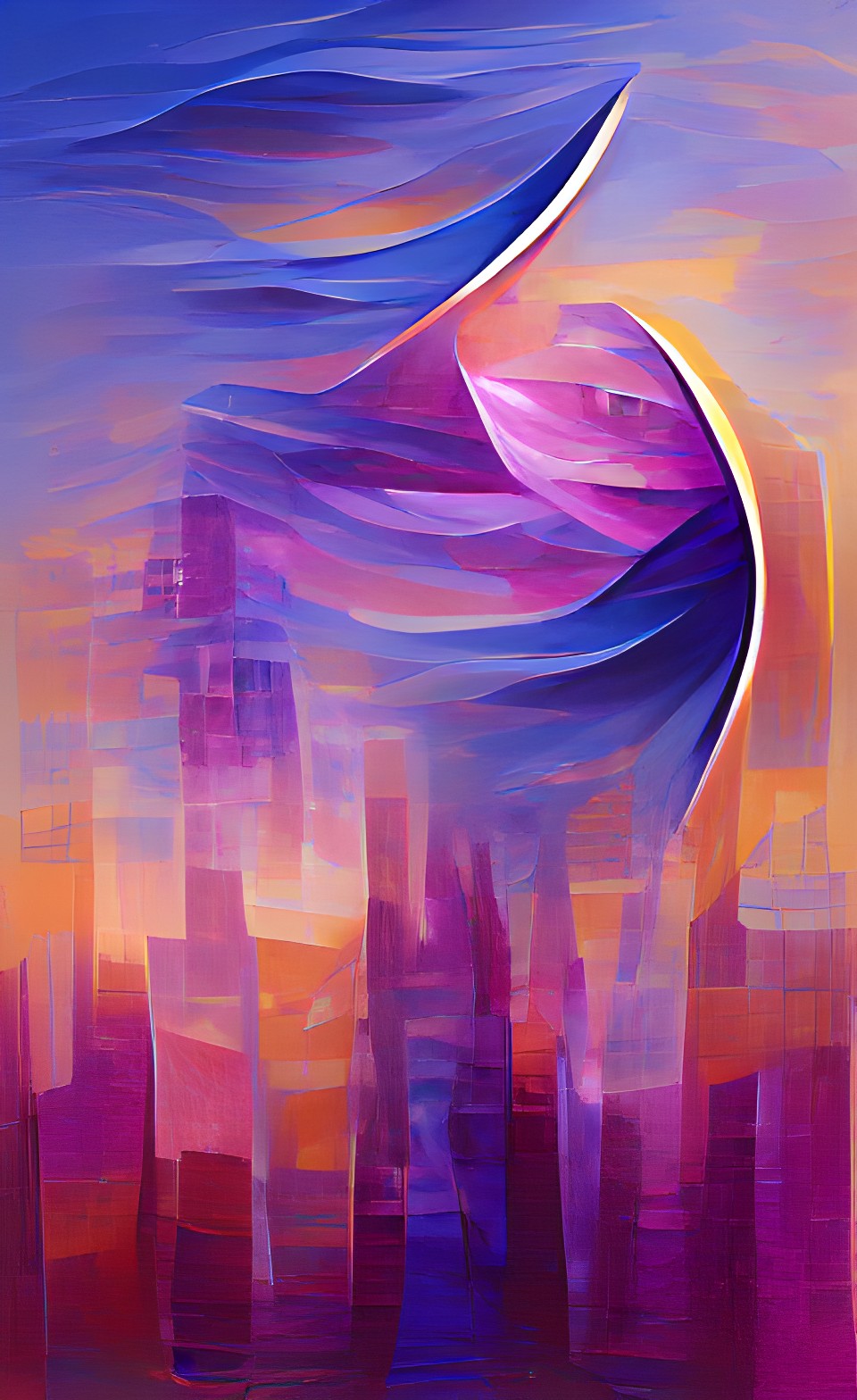 vertical shapes composition spirit guidance purple blue smooth lines soft gradient glow preview