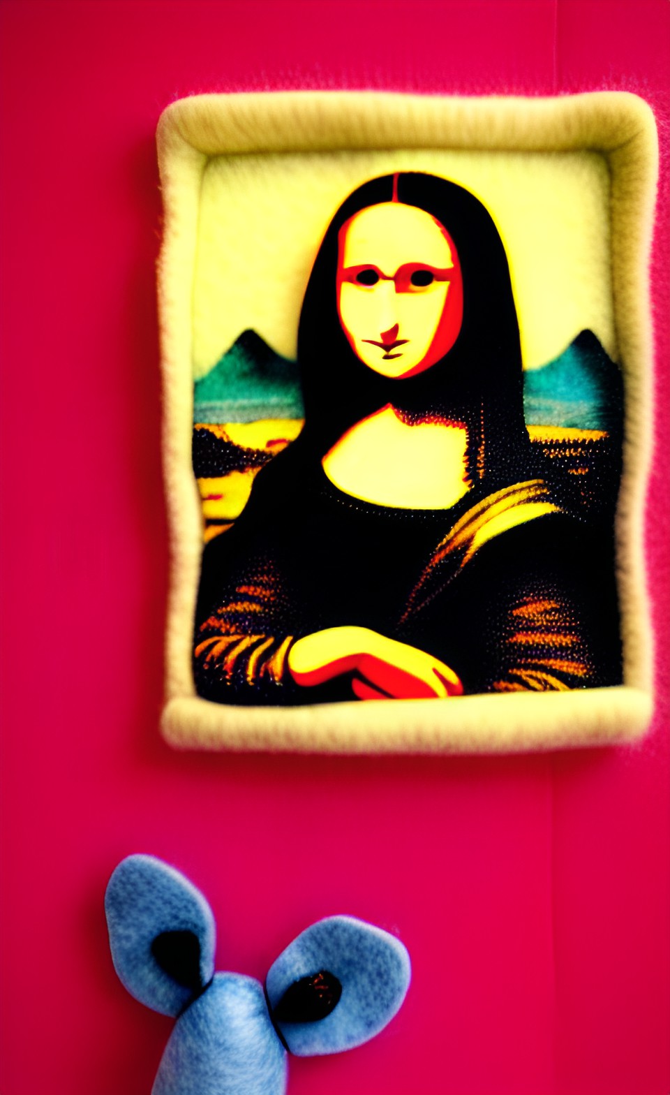 Felt Mona Lisa - portrait of a cute adorable felt mona lisa, felted, fuzzy, plushie + cute, adorable, diorama background, 8k, hd preview