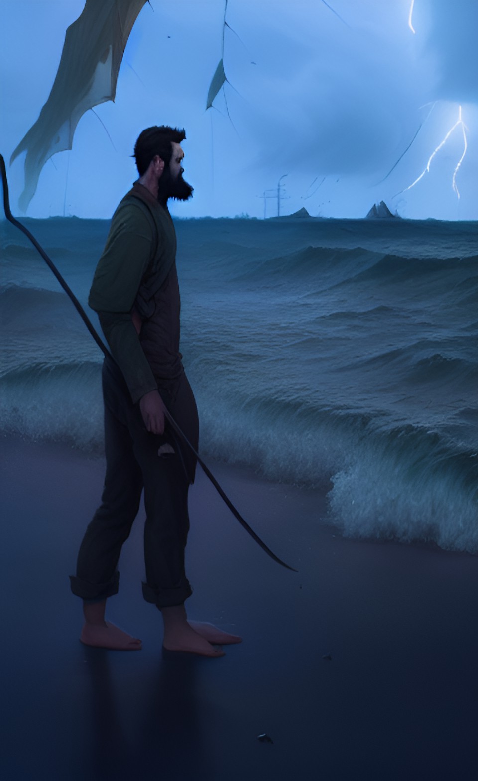 bearded man fights the storm surge preview