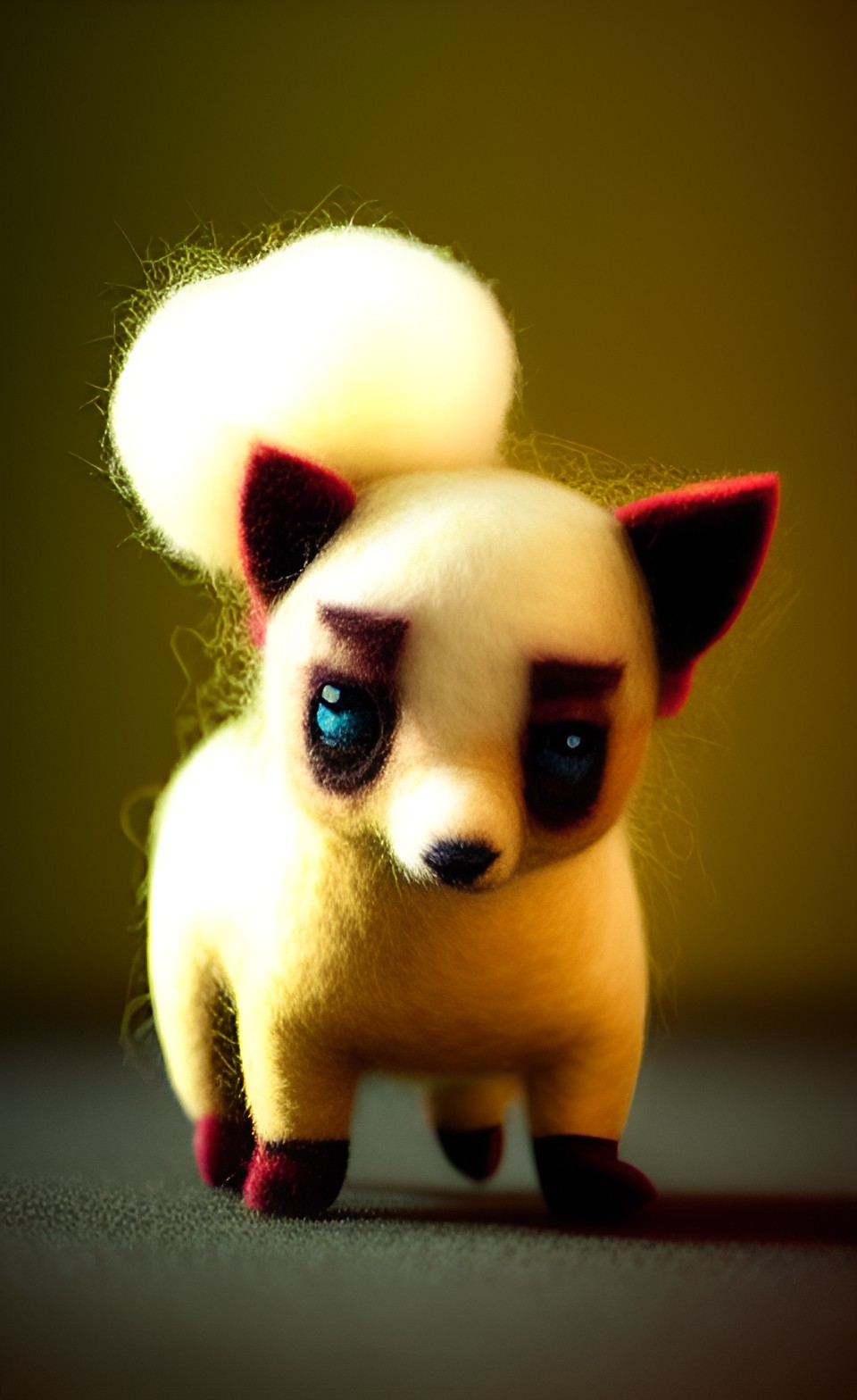 cute adorable felt german spitz, felted, fuzzy, plushie + cute, adorable, diorama background preview